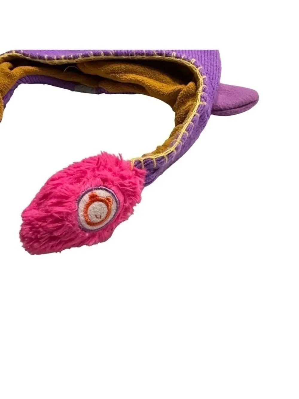 Flipeez‎ Winking Kitty Cat Purple Pink Knit Hat with Moveable Tail Size OS